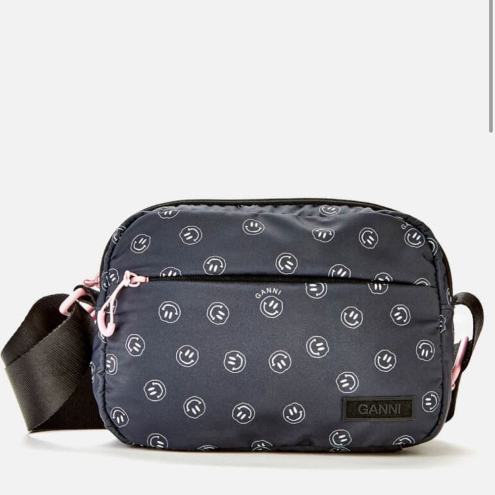 Ganni Smiley Face Recycled Crossbody Bag - Picture 1 of 10